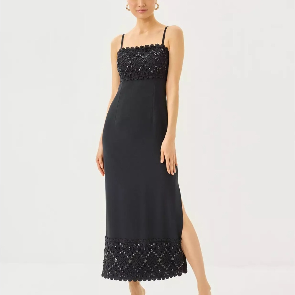 Lilly Pulitzer Black Lace Detail Slip Dress